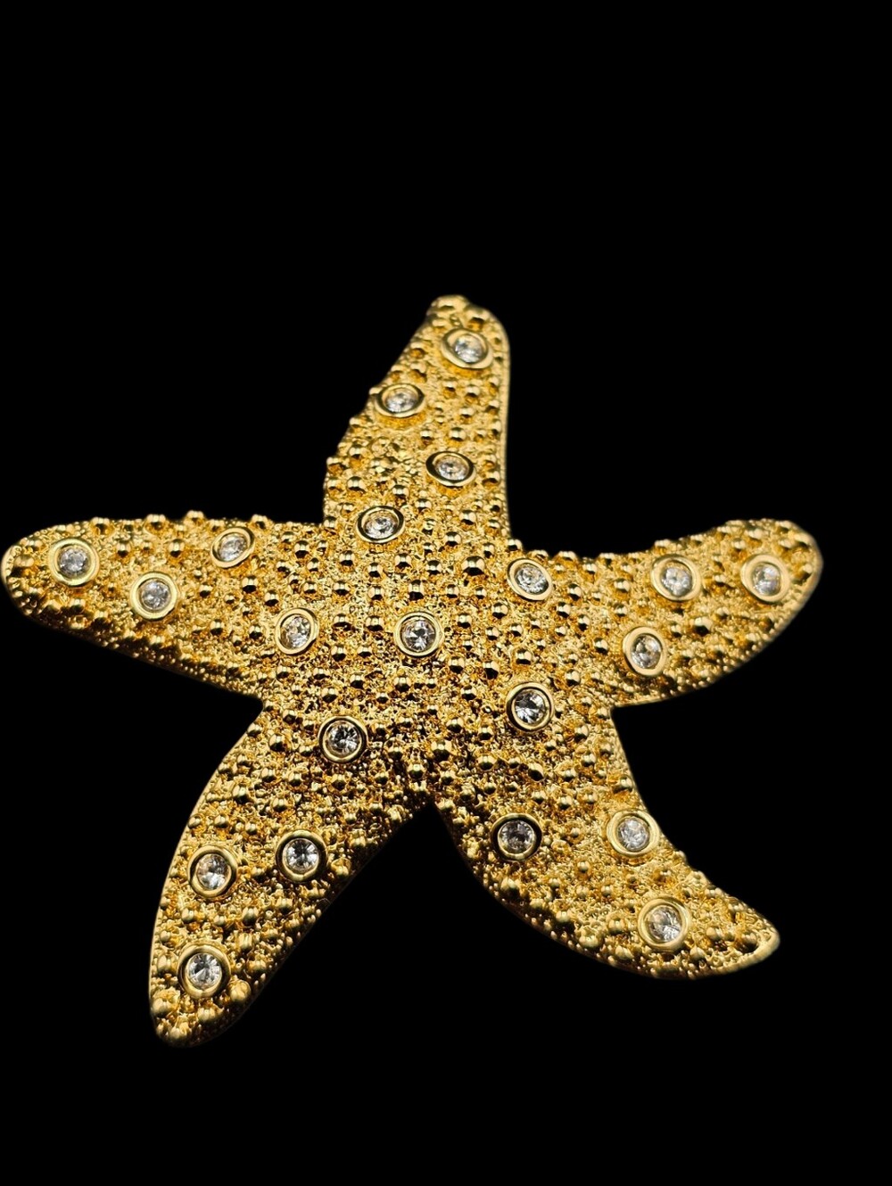 Swarovski Crystal Starfish Brooch Gold Tone Ocean Sea Star Marine Broach Pin Art